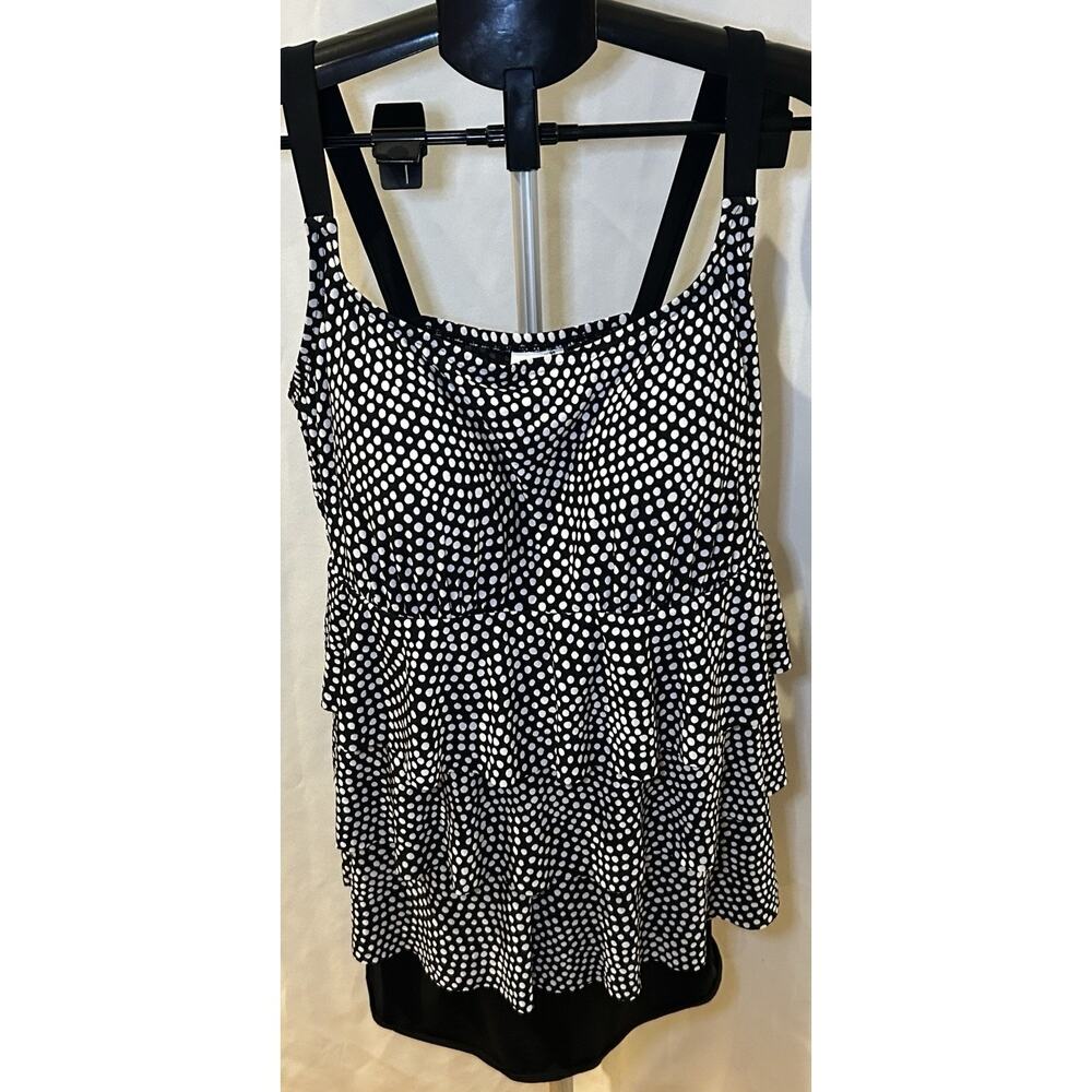 NWT St. John's Bay Secretly Slender Polka Dot One-Piece Swimsuit size 20W